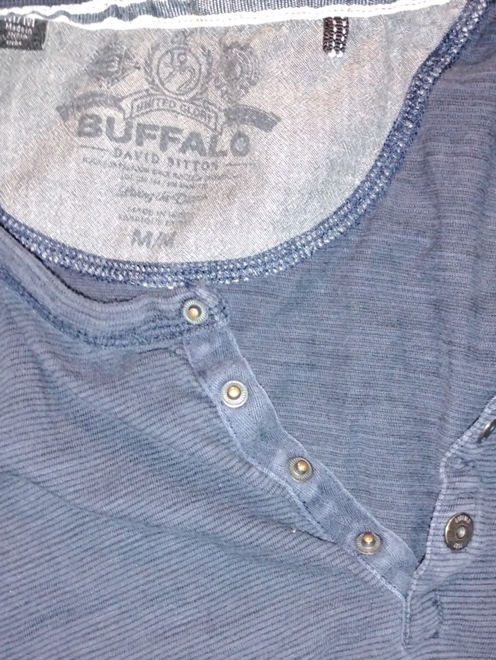 Buffalo David Bitton Slate Blue Ribbed Snap Henley